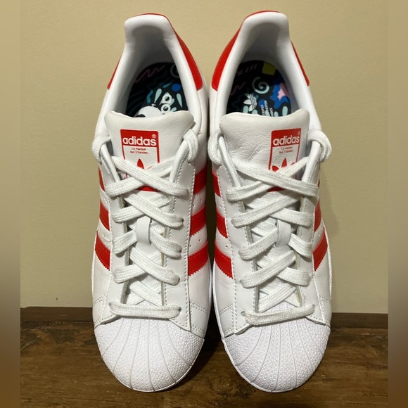 Adidas x Hattie Stewart Superstar White Red Shell Toe Leather - Picture 3 of 10